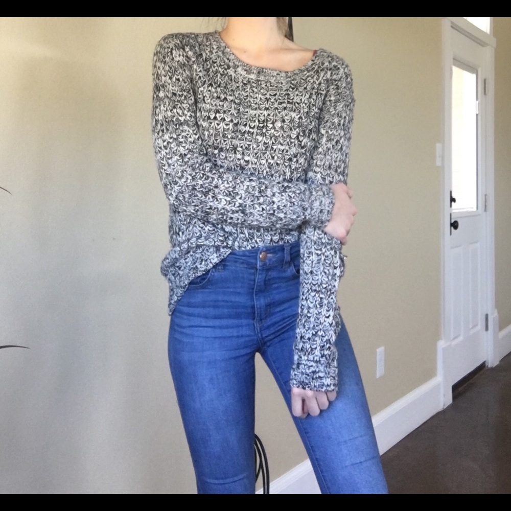 Black and white knit sweater